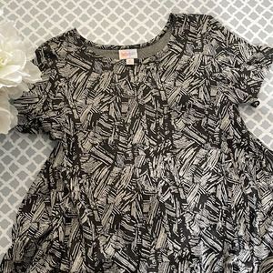 LuLaRoe Carly XSmall Gray/White Swing Dress